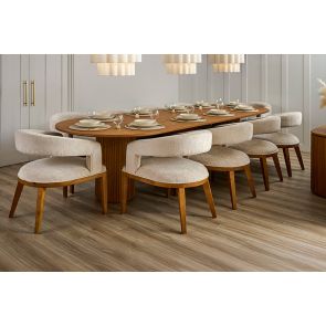 Ophelia Chestnut XL Dining Table and 10 Madison Light Taupe Dining Chairs