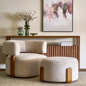 Pax Fotpall Light Taupe - Chestnut