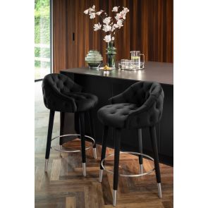 Sophia Counter Stool - Black - Silver Caps