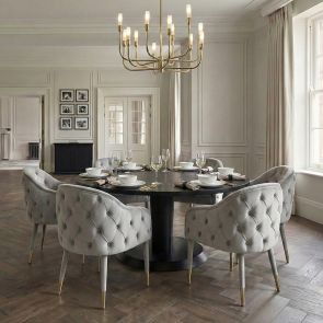 Sophia Dining Chair - Grey - Brass Caps