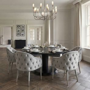 Sophia Dining Chair - Grey - Silver Caps