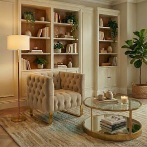 Grosvenor Armchair - Taupe - Brushed Brass