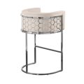 Alveare Tabouret de comptoir, base argent - Craie-view1