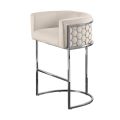 Alveare Tabouret de comptoir, base argent - Craie-view4