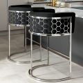 Alveare Tabouret de comptoir, base argent - Noir-view2