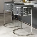 Alveare Tabouret de comptoir, base argent - Gris fumé-view2