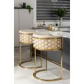 Alveare Tabouret de comptoir, base laiton - Taupe Clair Chenille-view3