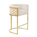 Alveare Tabouret de comptoir, base laiton - Taupe Clair Chenille-view2