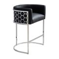 Alveare Taburete de mostrador en Plata - Cuero PU Negro-view2