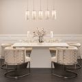 Loretta Table and 6 Alveare Silver Chairs - Chalk-view1