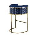 Alveare Tabouret de comptoir, base laiton - Bleu roi-view1