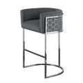 Alveare Tabouret de comptoir, base argent - Gris fumé-view3