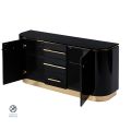 Anastasia Sideboard - Schwarzglas - Messing Details-view2