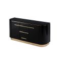 Anastasia Sideboard - Schwarzglas - Messing Details-view5