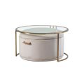 Aria Set de table basse et rangement ottoman, laiton - Craie-view1