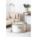 Aria Set de table basse et rangement ottoman, laiton - Craie-view2