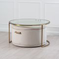 Aria Set de table basse et rangement ottoman, laiton - Craie-view3