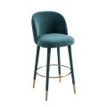 Bellucci Thekenhocker - Schuppenmuster - Pfauenblau - Messingkappen -view3