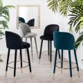 Bellucci Thekenhocker - Schuppenmuster - Pfauenblau - Messingkappen -view2