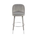 Bellucci Tabouret de comptoir, extrémités argent- Gris colombe-view4