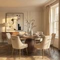 Brewster 6-8 Seat Walnut Dining Table and 6 Mason Chalk Chairs -view1