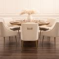 Brewster 6-8 Seat Walnut Dining Table and 6 Mason Chalk Chairs -view1