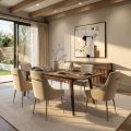 Capri Walnut Extending Dining Table and 6 Mason Chalk Chairs-view1