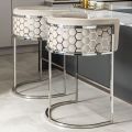 Alveare Tabouret de comptoir, base argent - Craie-view2