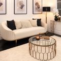 Ella Three Seat Sofa - Chalk - Brass Base-view2