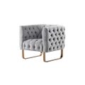 Grosvenor Fauteuil, piétement laiton brossé - Gris colombe-view1