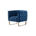 Grosvenor Fauteuil, piétement laiton brossé - Bleu marine-view1