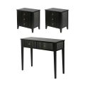 Set of 2 Heidi bedside tables and dressing console - Black-Brass/Silver -view1