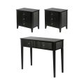 Set of 2 Heidi bedside tables and dressing console - Black-Brass/Silver -view6