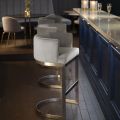 Lasco Tabouret de bar, base acier inoxydable brossé – Gris colombe-view2