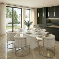 Loretta Table and 6 Alveare Silver Chairs - Chalk-view1