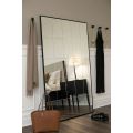 Ludlow Large Industrial Windowpane Leaner Mirror - Matt Black-view2