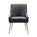 Mason Chaise de salle à manger, piétement argent brossé -Faux cuir noir-view4