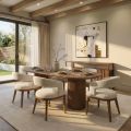 Ophelia Chestnut Dining Table and 6 Madison Light Taupe Dining Chairs-view1