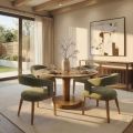 Sia 4-6 Seat Chestnut Dining Table and 4 Madison Sage Green Chairs-view1