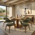 Sia 6-8 Seat Chestnut Dining Table and 6 Madison Sage Green Chairs-view1