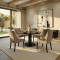 Sia 4-6 Seat Dining Table and 4 Chatsworth Dining Chairs - Taupe-view1