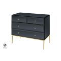 Stiletto Black Glass and Brass Chest of Drawers-view1