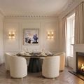 West End Swivel Dining Chair - Ivory Borg- Brass Base-view2