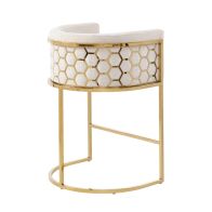 Alveare Tabouret de comptoir, base laiton - Taupe Clair Chenille