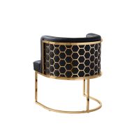 Alveare Sedia da pranzo - Pelle Nera PU - Ottone