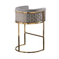 Alveare Tabouret de comptoir, base laiton - Gris colombe