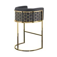 Alveare Tabouret de comptoir, base laiton - Gris fumé