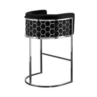 Alveare Tabouret de comptoir, base argent - Noir