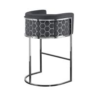 Alveare Tabouret de comptoir, base argent - Gris fumé