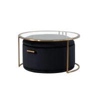 Aria Set de table basse et rangement ottoman, laiton - Noir